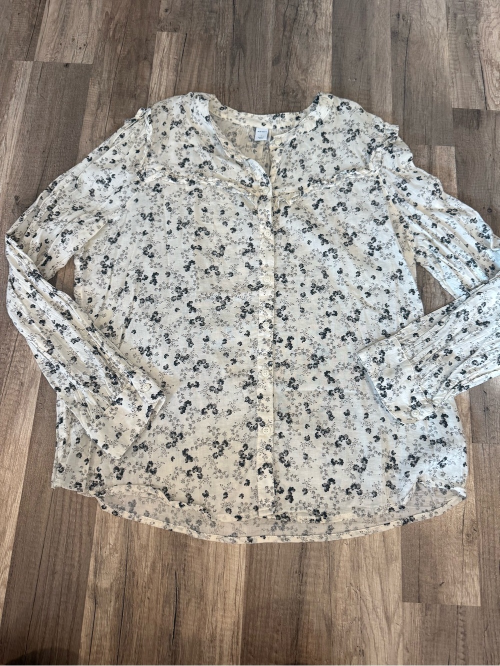 Old Navy Cream Button-Front Floral Blouse